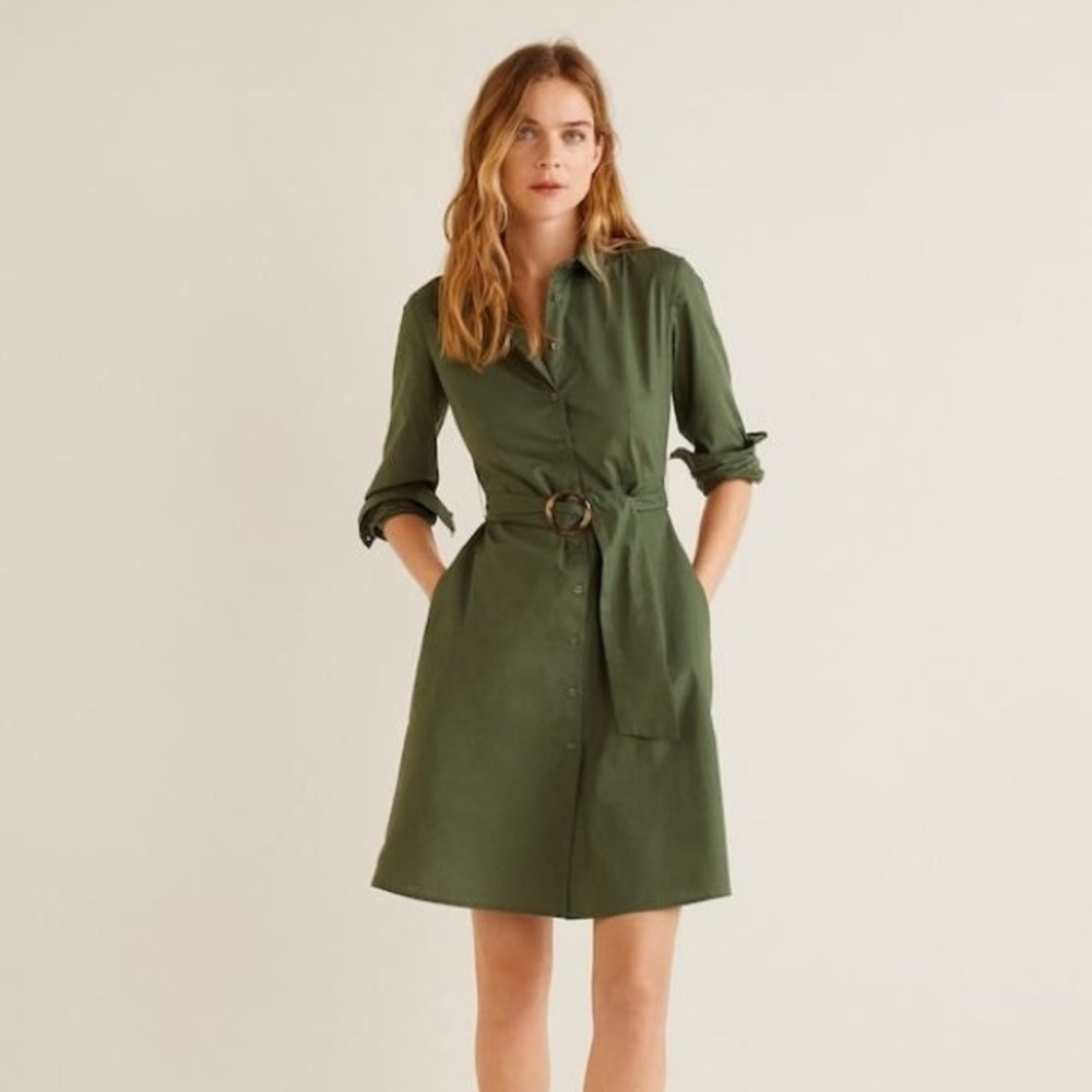 Mango Green Shirt Dress
